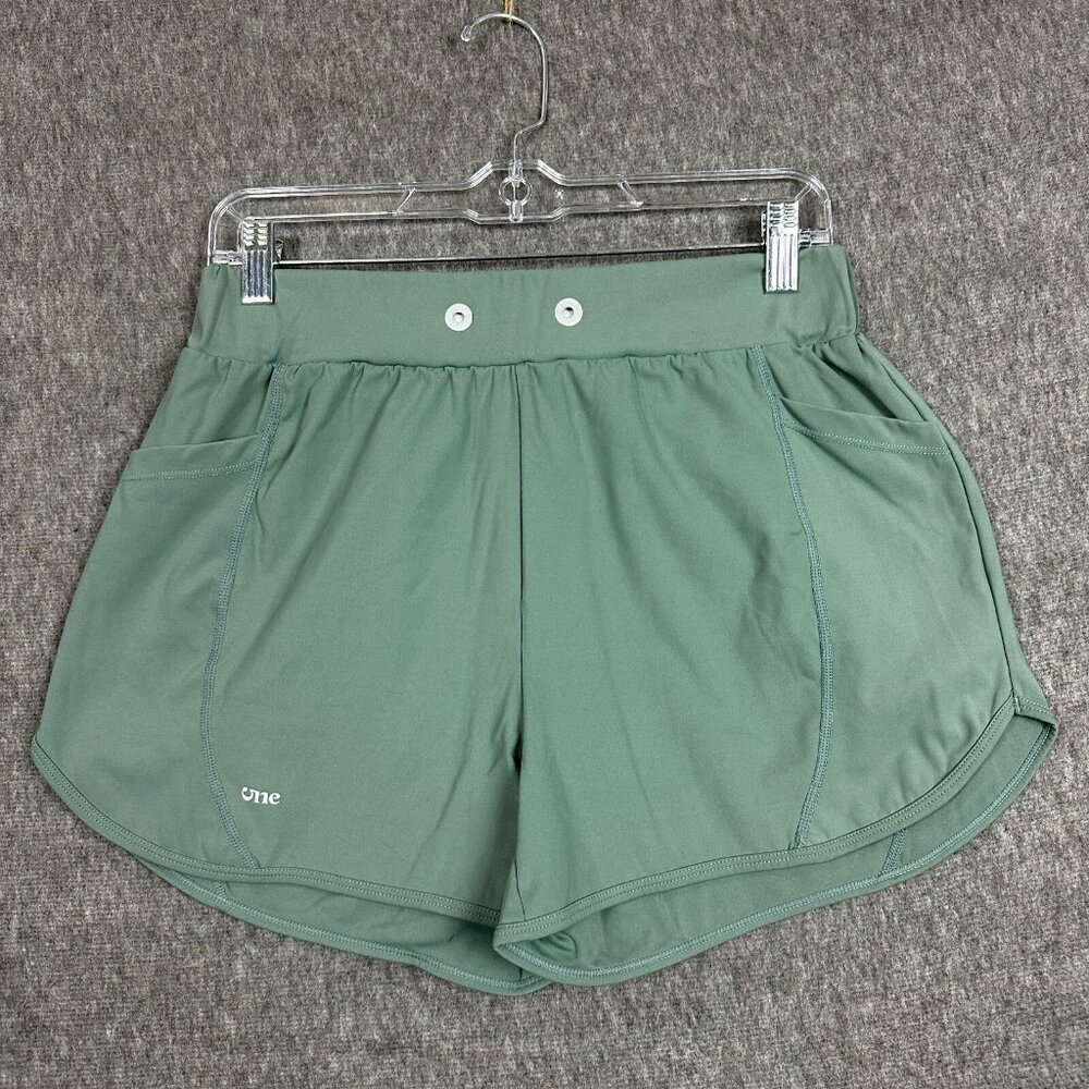 Musesonly 5ne Womens Size L/10 Athletic Shorts Drawstring Green Flat Front
